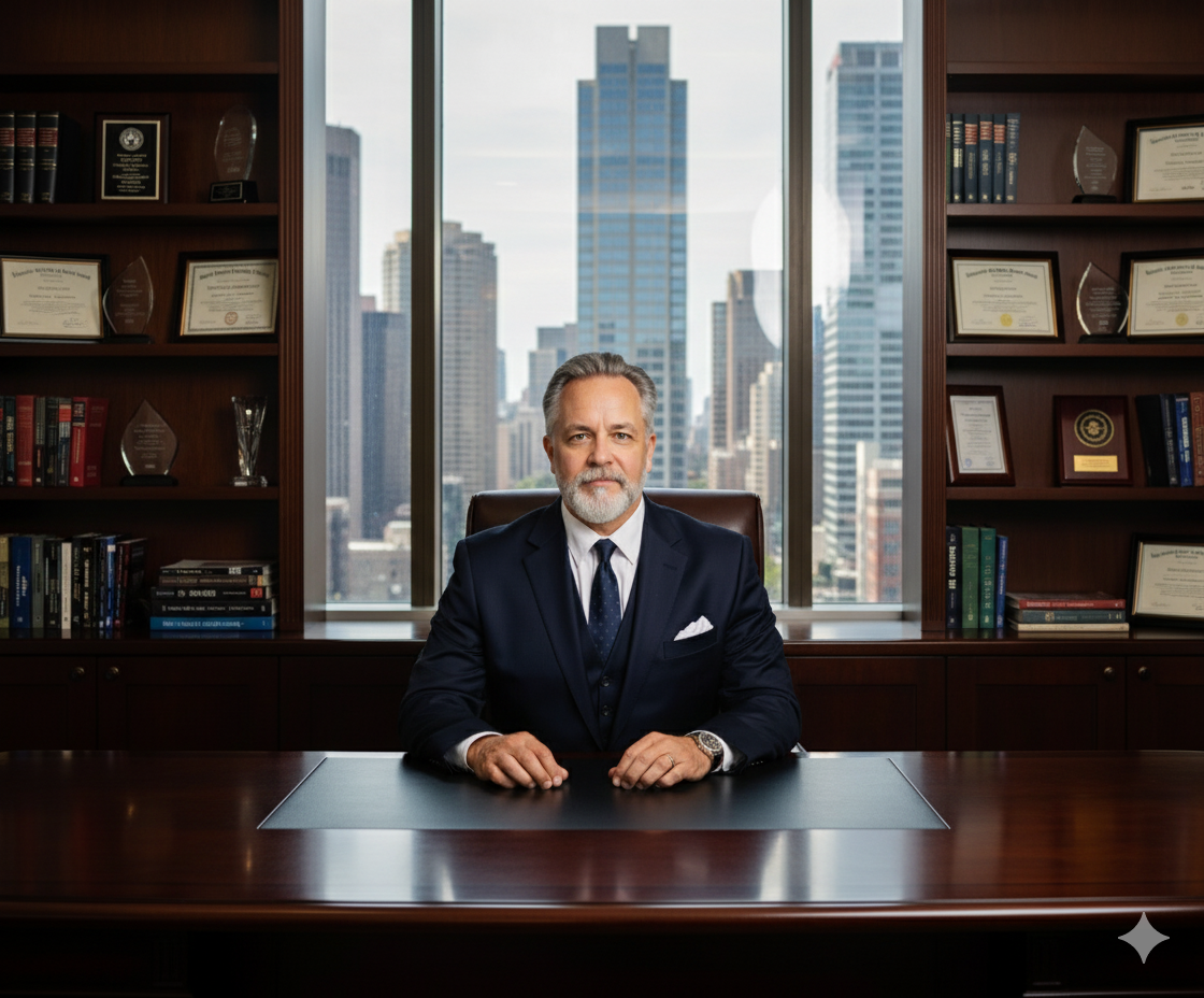 Roy Logan sitting at his CEO's desk poised to answer your question
